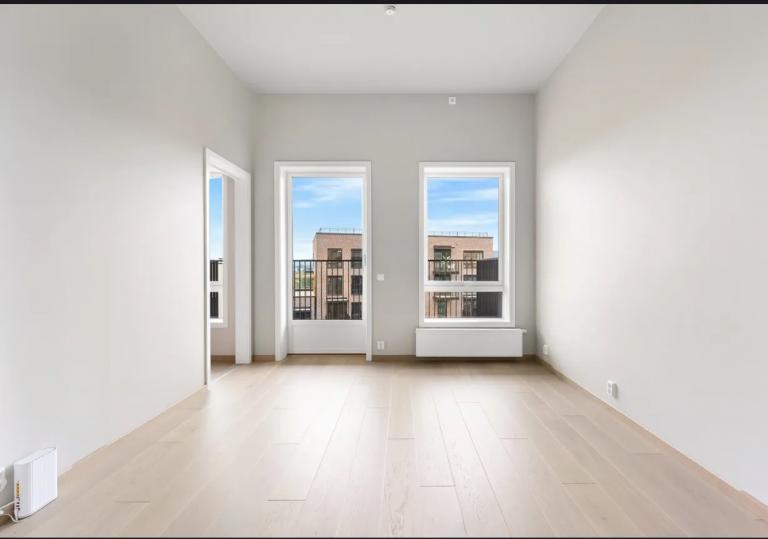 Bilde fra samme type leilighet i prosjektet, se farvepalett (siste bildet) for nøyaktig fargevalg. 